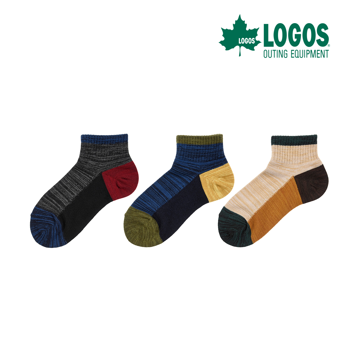 靴下 キッズ レディース Logos ロゴス カラーブロック スニーカー丈 3足組 117 22c619 25cm その他 子供 フクスケ Fukuske ソックス 靴下 キッズ ベビー 福助 公式通販オンラインストア