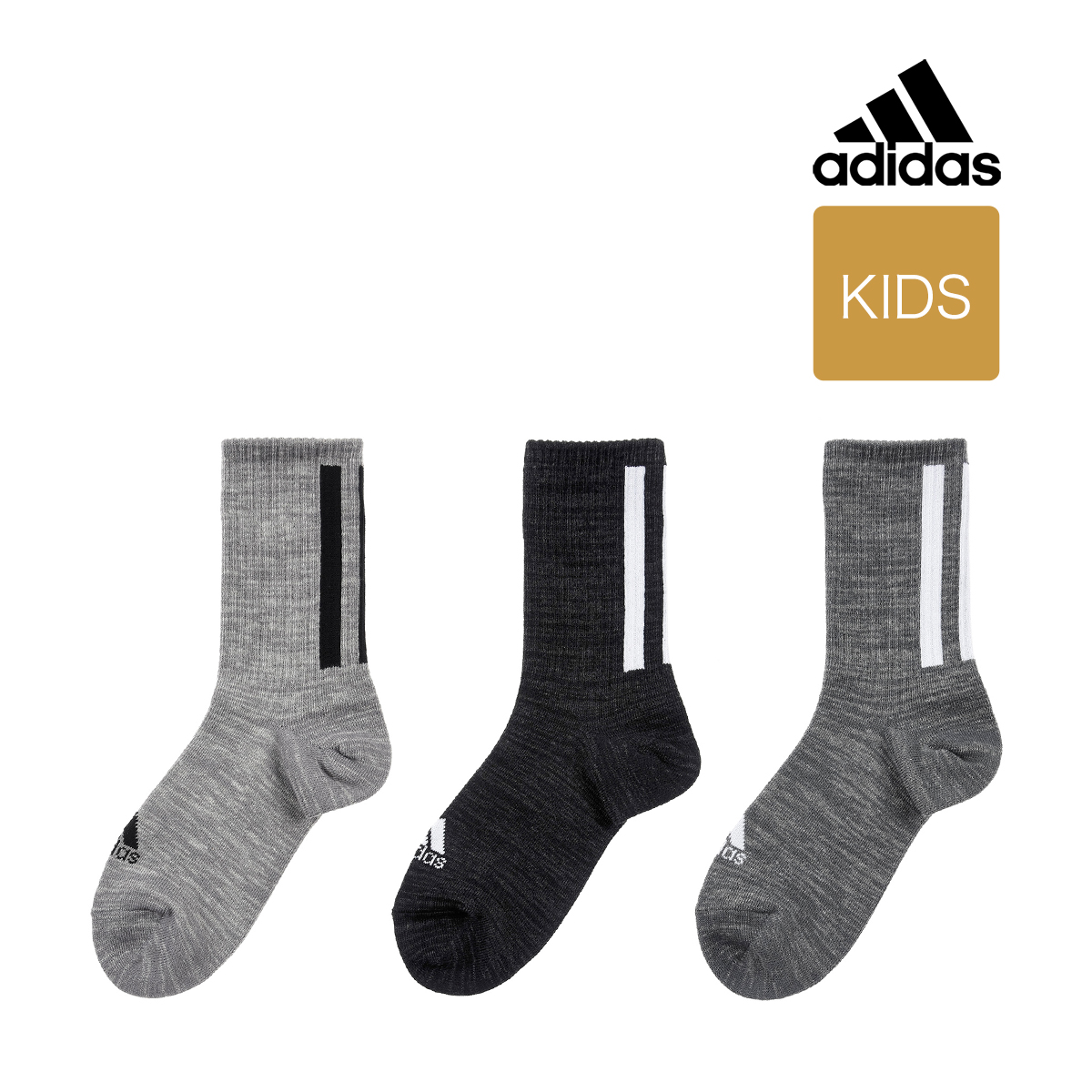 靴下 キッズ adidas(アディダス) 3ストライプ 強ソク破れにくい つま先かかと補強 ミドル丈 3足組 123-22c019-21cm その他 子供  フクスケ fukuske | ソックス・靴下(キッズ) | 福助 公式通販オンラインストア