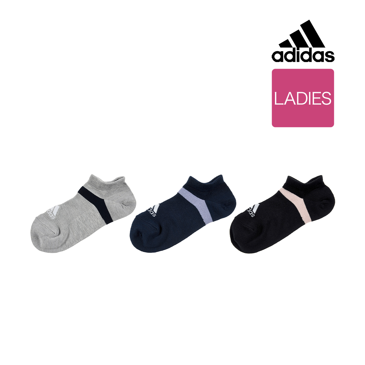 靴下 レディース adidas (アディダス) 3足組 甲メッシュ ロゴ