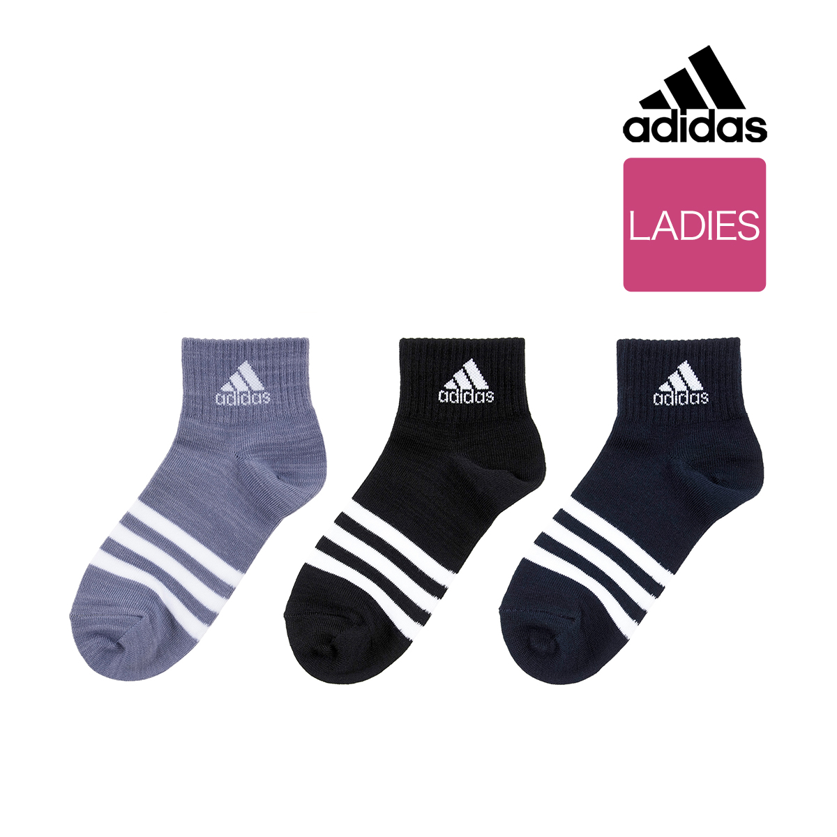 靴下 ショート丈 3足組 レディース adidas(アディダス) Deoシリーズ 