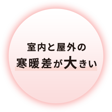 室内と屋外の寒暖差が大きい