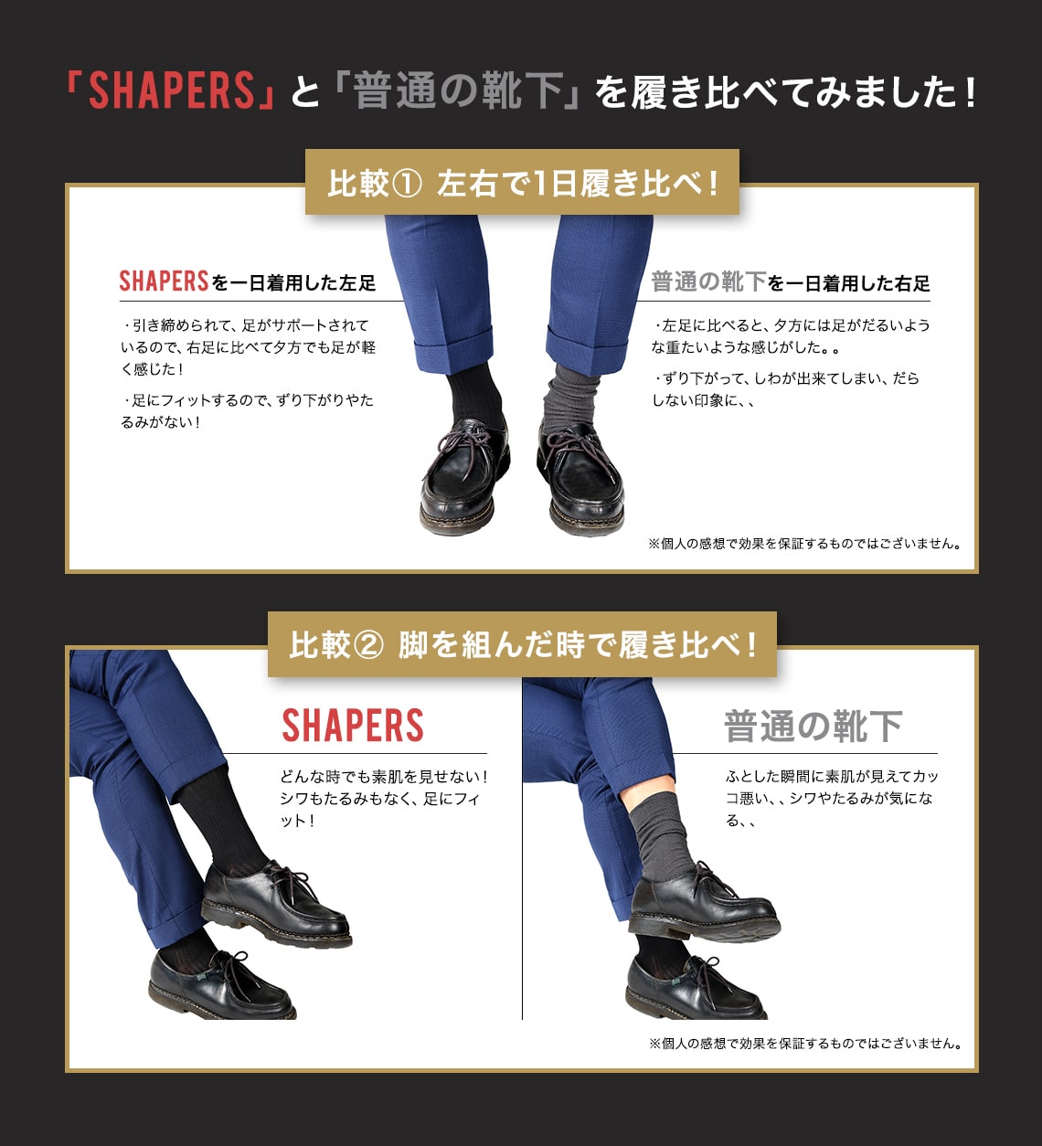 「SHAPERS」と「普通の靴下」を履き比べました!