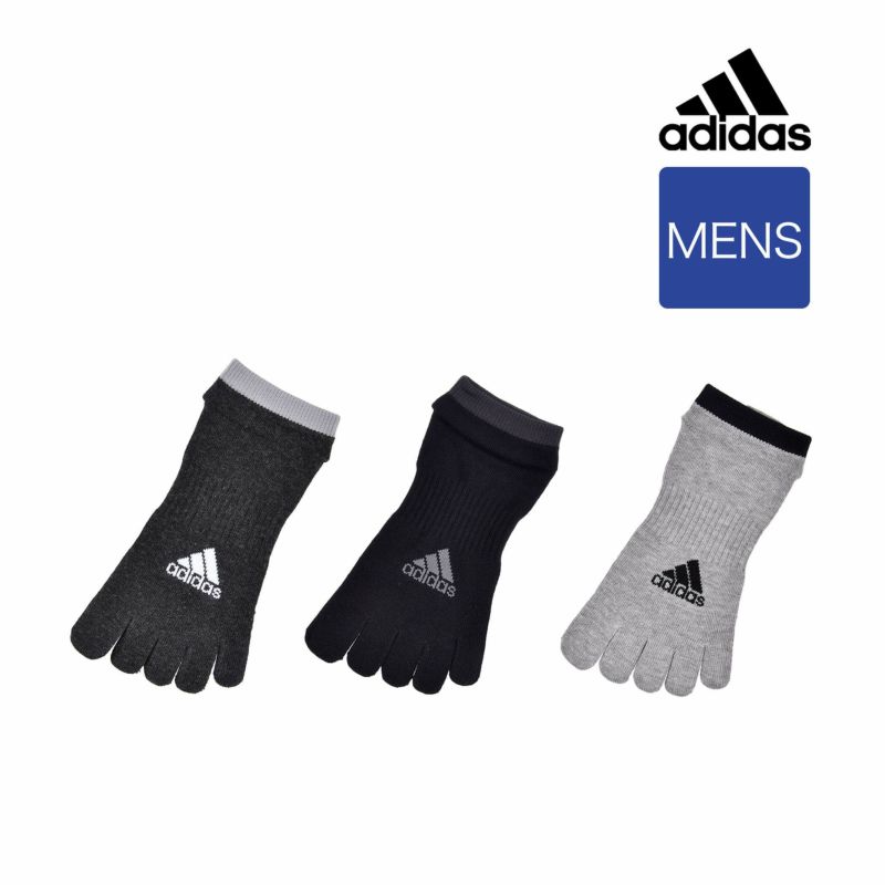 メンズ adidas(アディダス) 3足組 強ソク 消臭加工 5本指 スニーカー丈ソックス | ソックス・靴下(メンズ) | 福助  公式通販オンラインストア