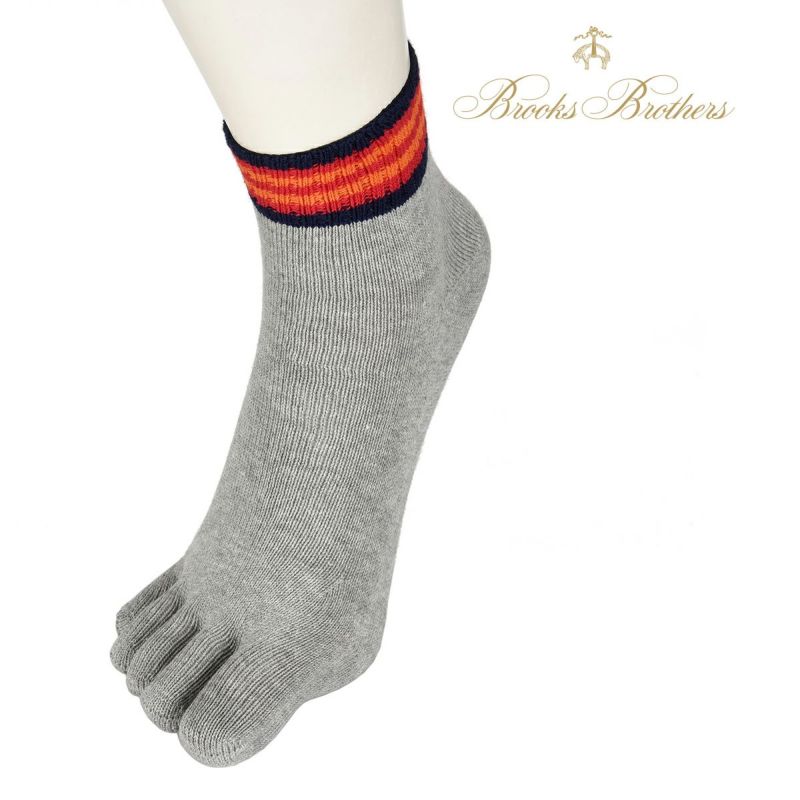 メンズ Brooksbrothers ブルックスブラザーズ ボーダー 5本指 ショート丈 ソックス 福助オンラインストア