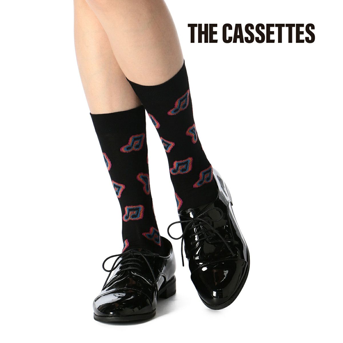 レディース The Cassettes ミュージックノート クルー丈 ソックス 福助オンラインストア