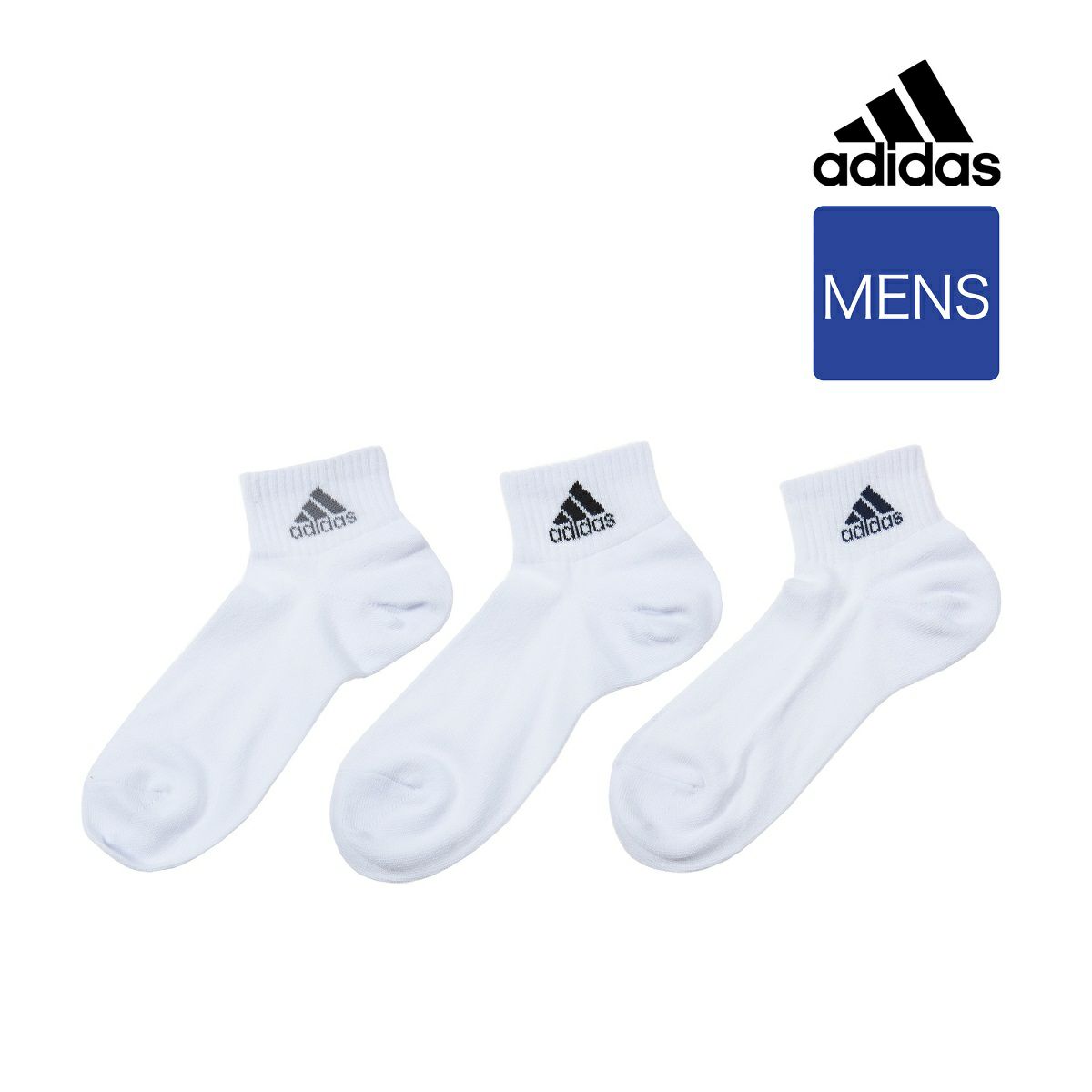 メンズ Adidas アディダス 3足組 無地 つま先かかと補強 ショート丈ソックス 福助オンラインストア