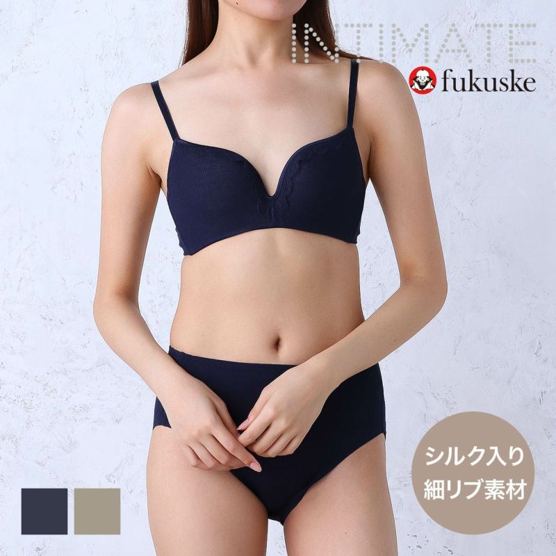 ブラ レディース fukuske INTIMATE シルク入り 細リブ ノンワイヤー