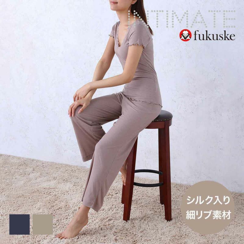 レギンス レディース fukuske INTIMATE シルク入り 細リブ ロング レギンス 101-011b Mサイズ Lサイズ LLサイズ  シンプル ベーシック ルームウェア 部屋着 ボトムス 女のレビュー - 福助公式オンラインストア