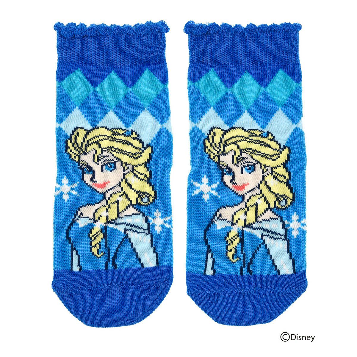 靴下 ベビー Disney ディズニー アナと雪の女王 エルサ柄 ソックス クルー丈 9ｰ14cm スベリ止め付き 赤ちゃん 幼児 ディズニー 福助 公式オンラインストア