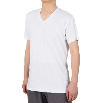 Tシャツ メンズ fukuske FUN Vネック 吸湿発熱 半袖 454p0112 Mサイズ Lサイズ ブラック ホワイト 男性 紳士 フクスケファン fukuske