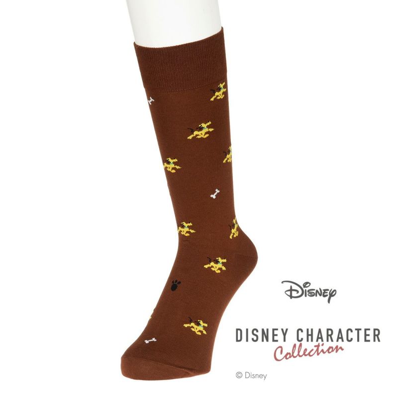 靴下 メンズ Disney ディズニー ミッキー プルート 小柄 クルー丈 000 27cm ダークブラウン 子供 フクスケ Fukuske ディズニー 福助 公式通販オンラインストア