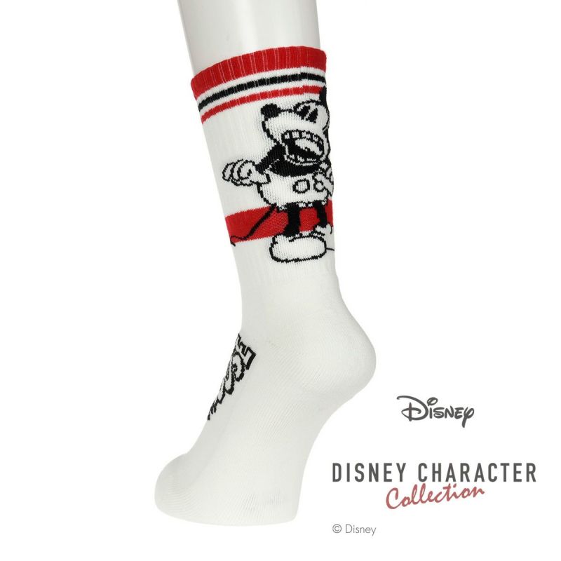 靴下 メンズ Disney ディズニー ミッキー ドナルド グーフィー リブ ミドル丈 000 27cm ホワイト 子供 フクスケ Fukuske ディズニー 福助 公式オンラインストア