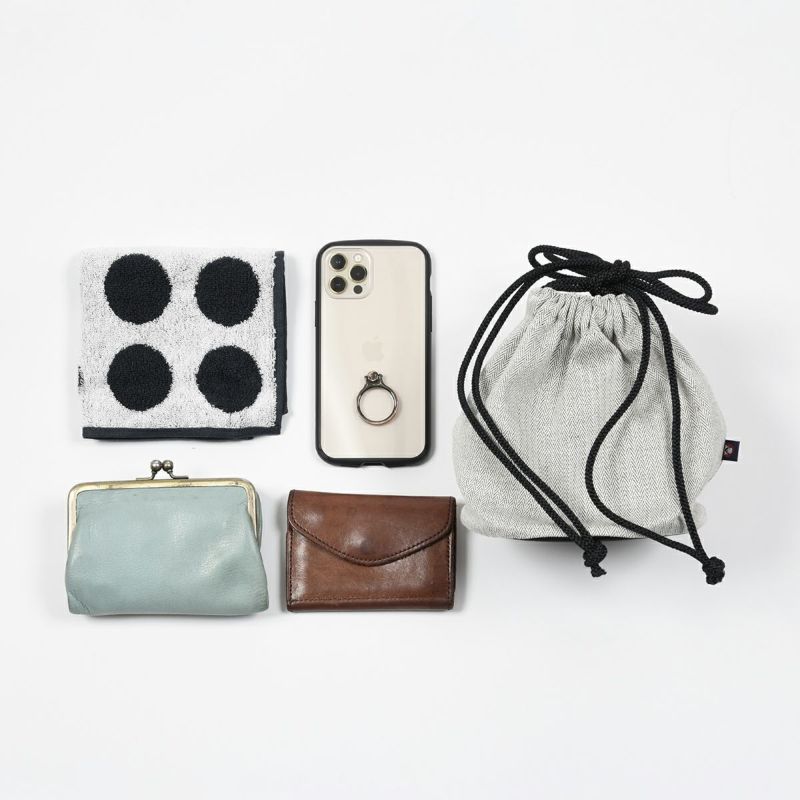 バッグ巾着メンズレディースコットングレー