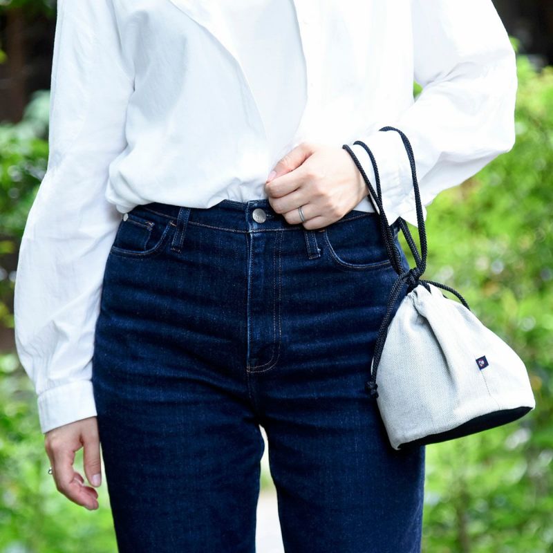 バッグ巾着メンズレディースコットングレー