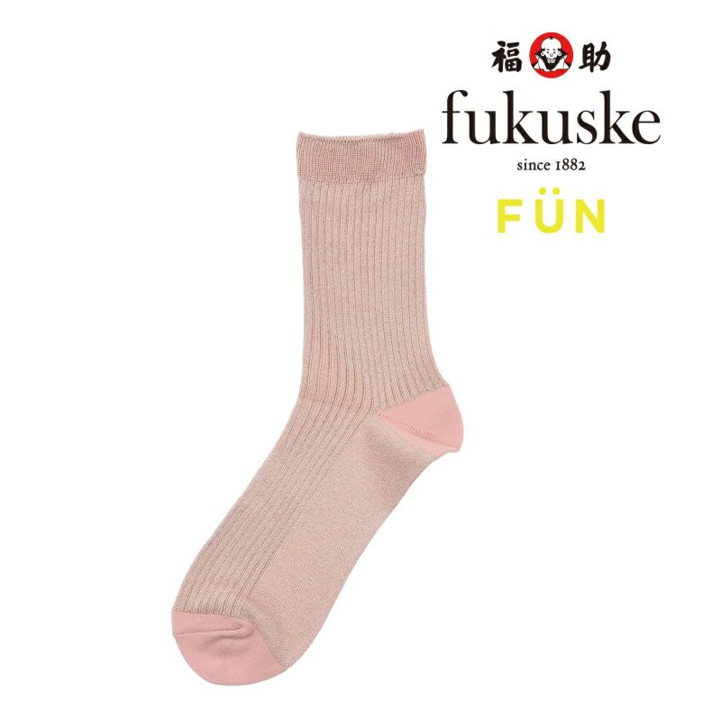 靴下 レディース fukuske FUN (フクスケファン) OKINIIRO Sheer Veil リブ クルー丈 3162-83l<br>婦人 女性 フクスケ fukuske