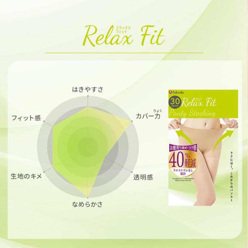 レディースストッキング無地30デニール相当ノンウエストゴムお腹ゆったり前マチ付き