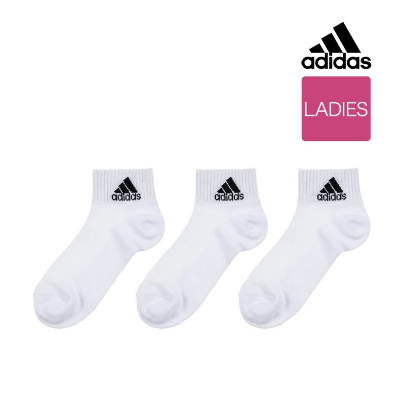 靴下 レディース adidas (アディダス) 3足組 甲メッシュ ロゴ ショート