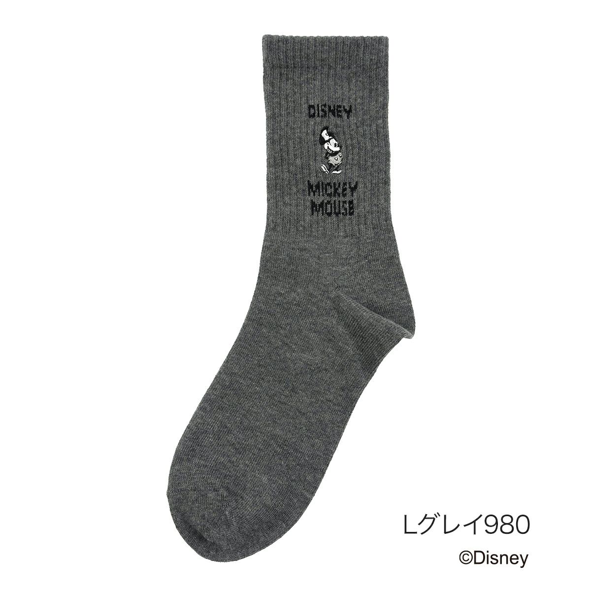 レディースソックスミッキーマウス刺繍入り片面刺繍
