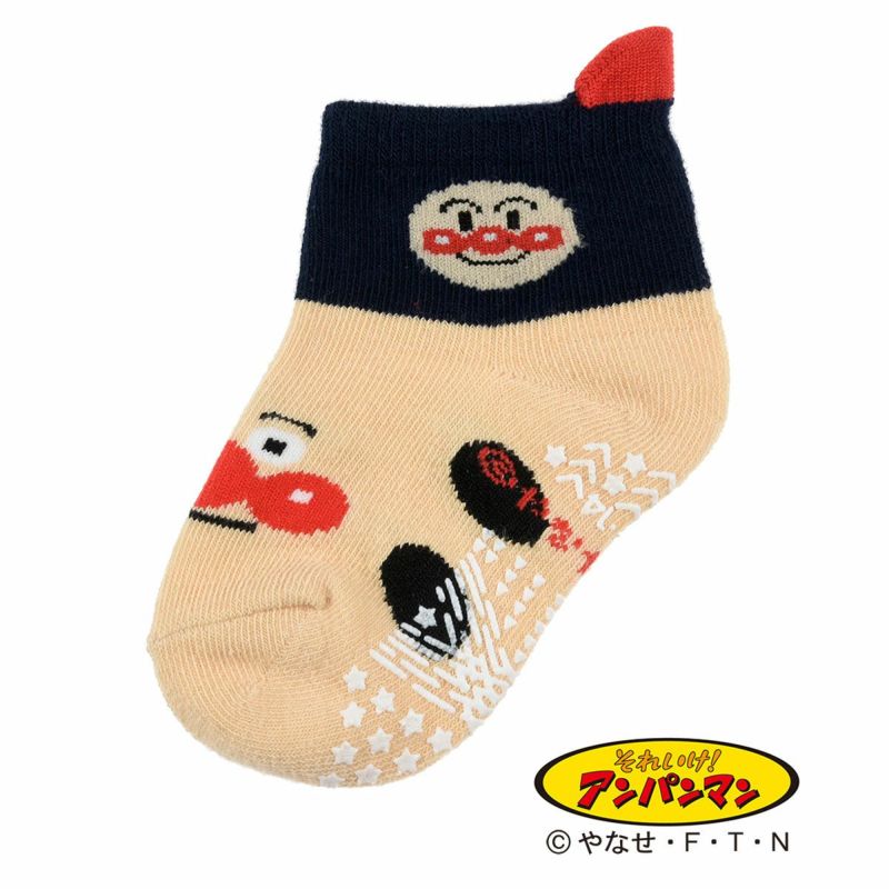 ベビーソックスアンパンマン号SLマンばいきんまん滑り止め付