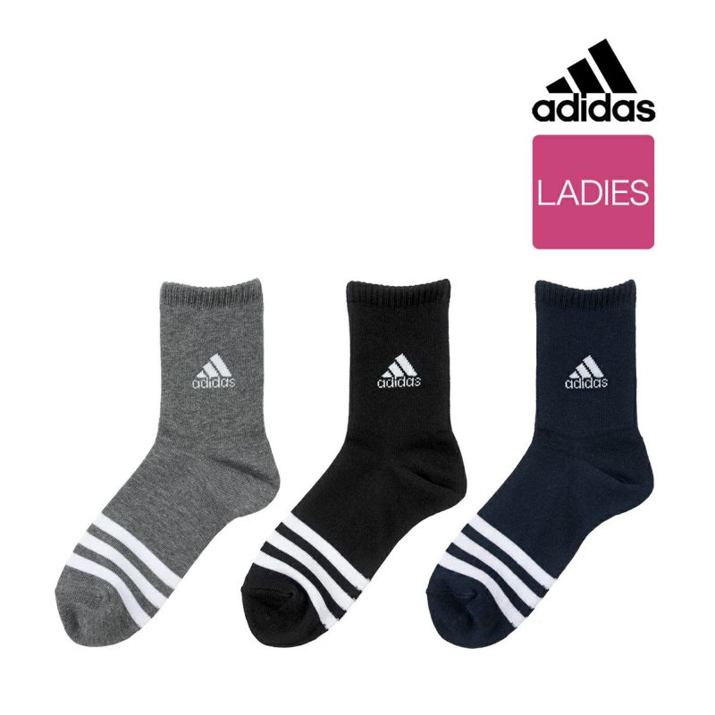 靴下 クルー丈 3足組 レディース adidas(アディダス) WARM 無地 ワン