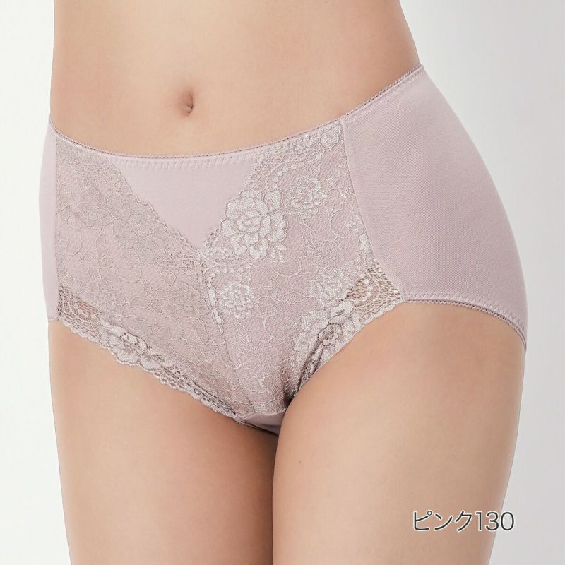 レディースインナー無地一部レース吸汗速乾加工抗菌防臭引き締め