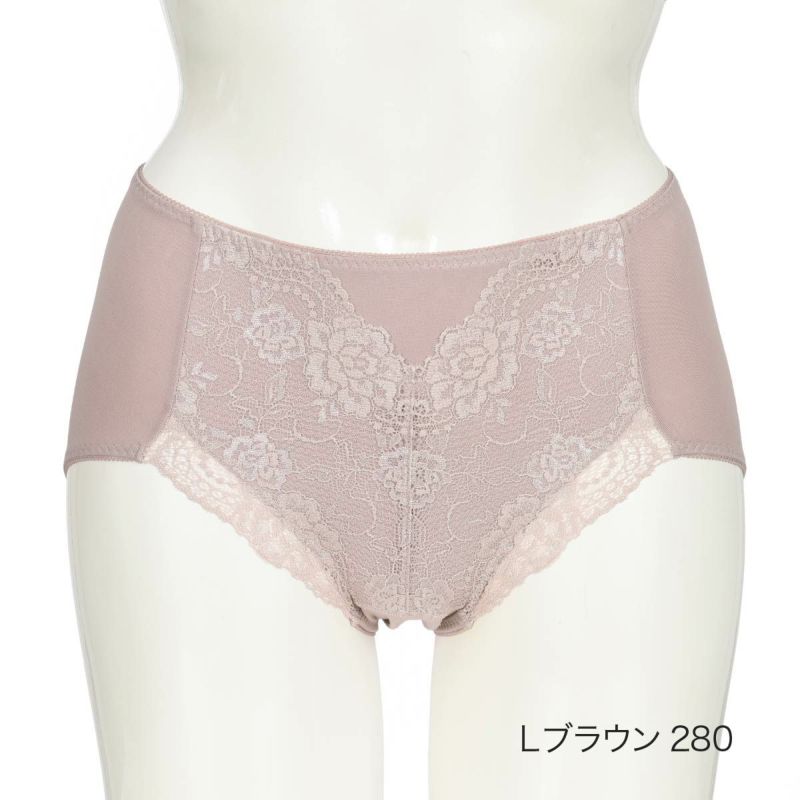 レディースインナー無地一部レース吸汗速乾加工抗菌防臭引き締め