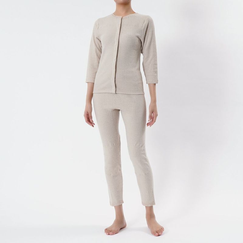 レディースインナー女性婦人フクスケfukuske無地部分レース前開き授乳介護