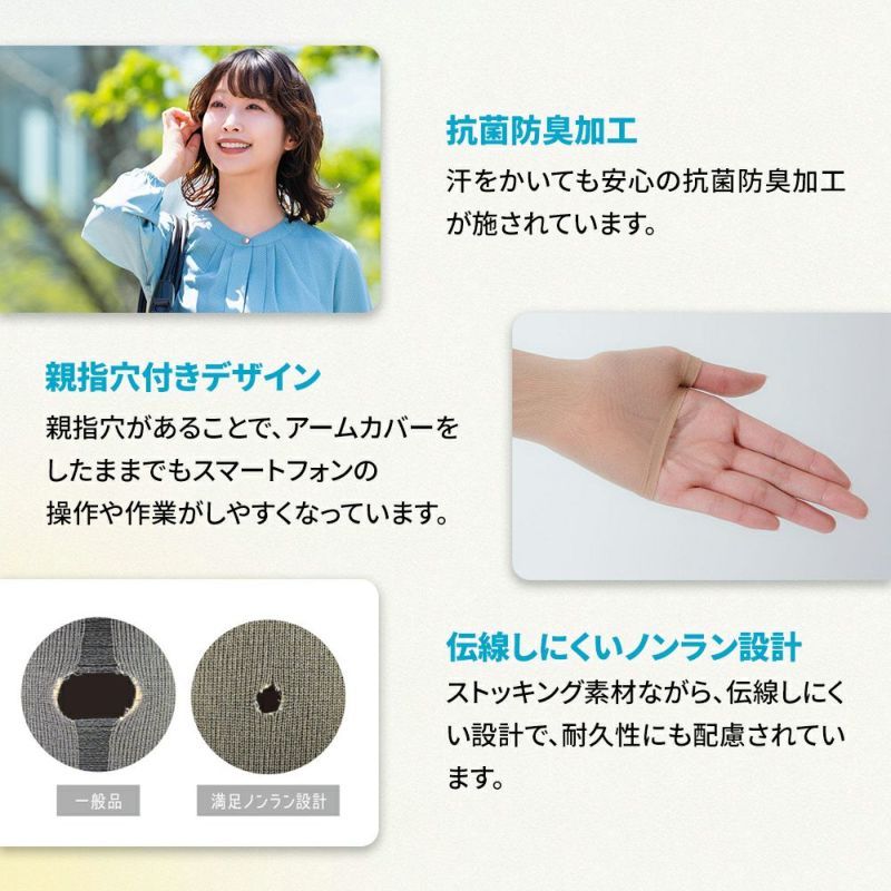 ベージュ無地ＳＣＹゾッキ伝線しにくいノンラン設計親指穴付き抗菌防臭