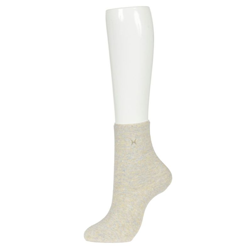 靴下片面刺しゅうクルー丈ゆったりらくらくパイル