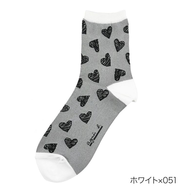 靴下ハート柄クルー丈