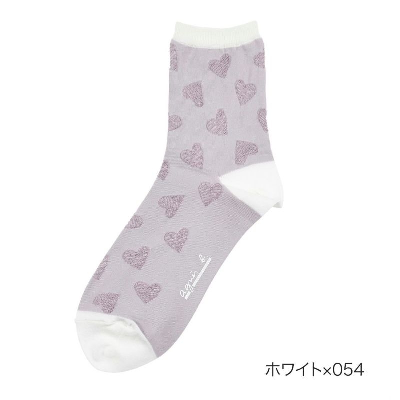 靴下ハート柄クルー丈