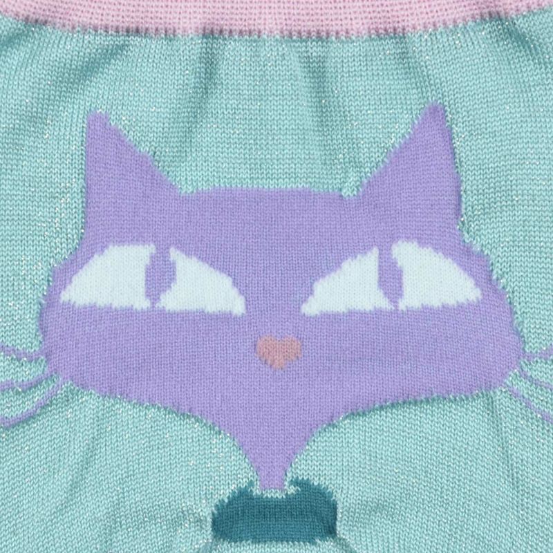 【ELLE(エル)】靴下ラメネコ柄クルー丈足底転写(3102-206)