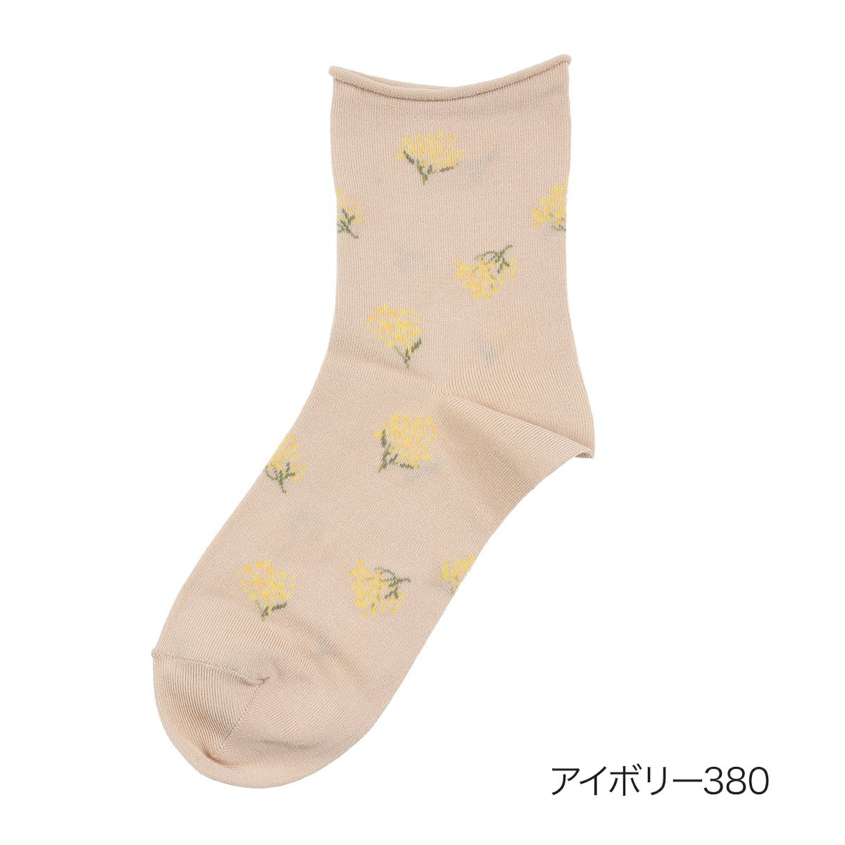 【マッキントッシュフィロソフィー】靴下ミモザ柄クルー丈(3107-202)
