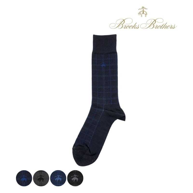 【ブルックスブラザーズ】靴下チェック柄クルー丈(2B062)