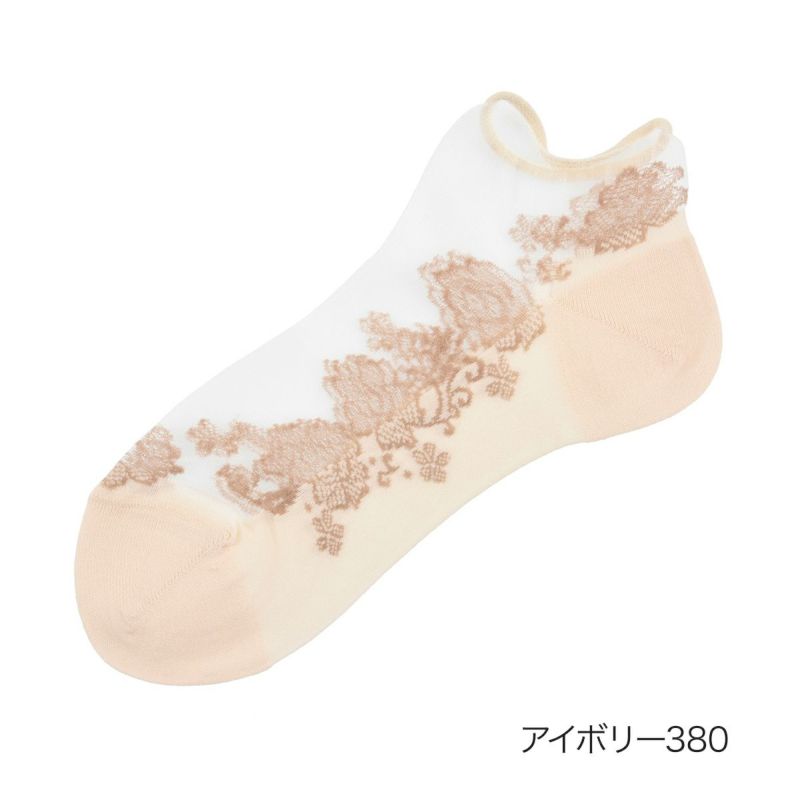 【fukuske(フクスケ)】靴下シアー花柄レーススニーカー丈(3363-211)