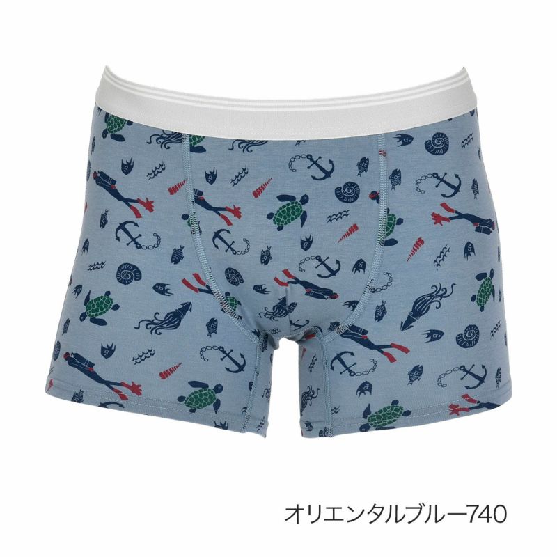 【fukuskeFUN(フクスケファン)】ボクサーブリーフ海モチーフ総柄ショートボクサーブリーフベア天竺(453P9046)