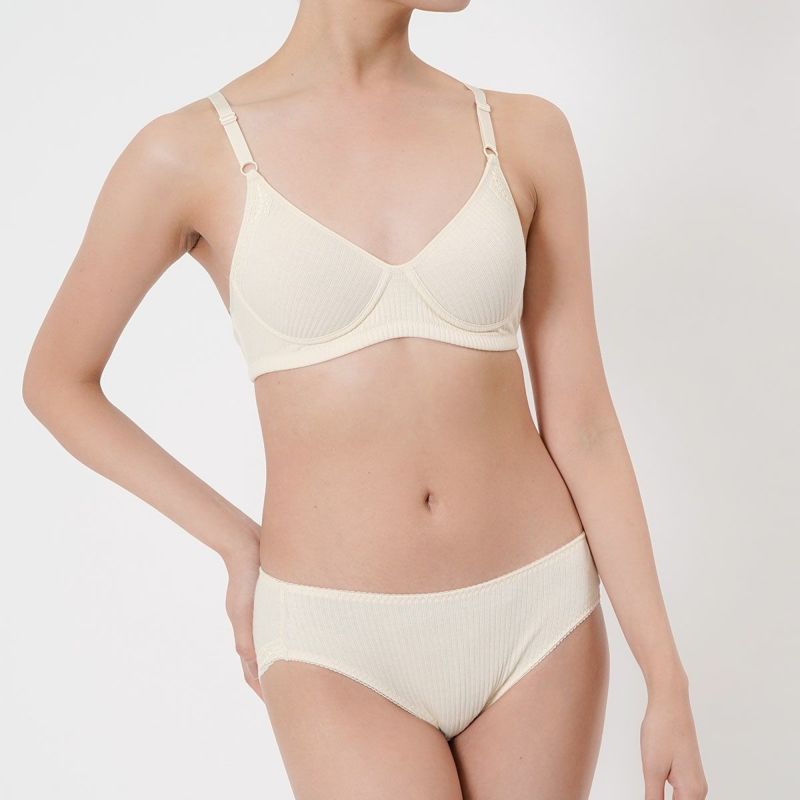 【kihada(キハダ)】モールドブラジャー無地一部レースリブ(75-3045)