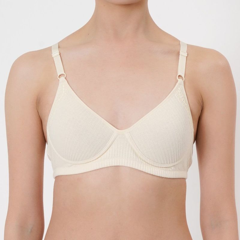 【kihada(キハダ)】モールドブラジャー無地一部レースリブLLサイズ(75-3045)