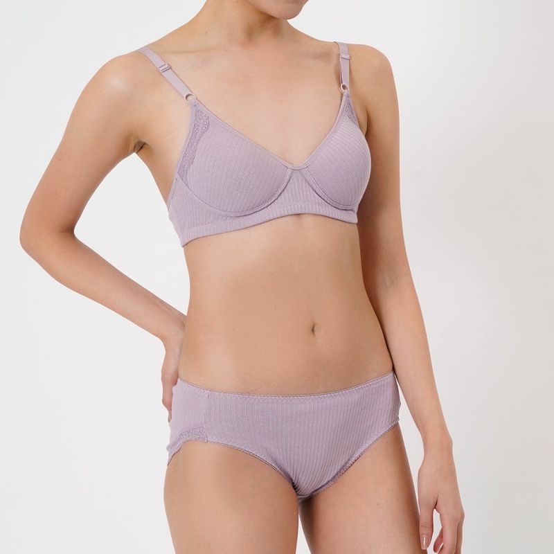 【kihada(キハダ)】モールドブラジャー無地一部レースリブLLサイズ(75-3045)