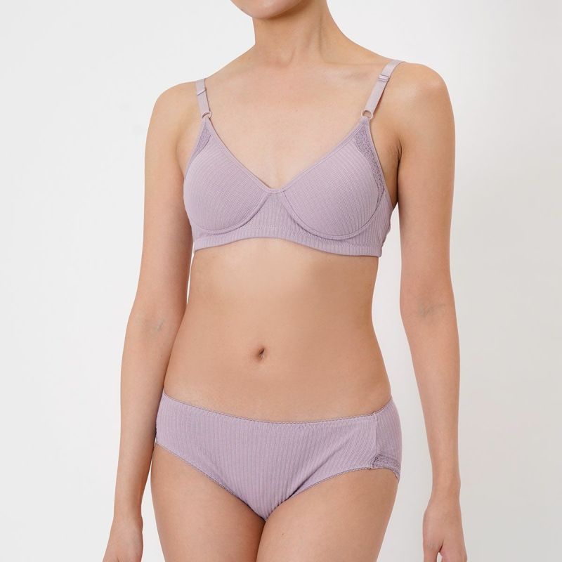 【kihada(キハダ)】モールドブラジャー無地一部レースリブLLサイズ(75-3045)