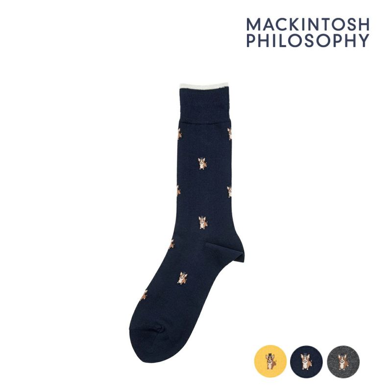【マッキントッシュフィロソフィー】靴下コーギー柄クルー丈(2M393)