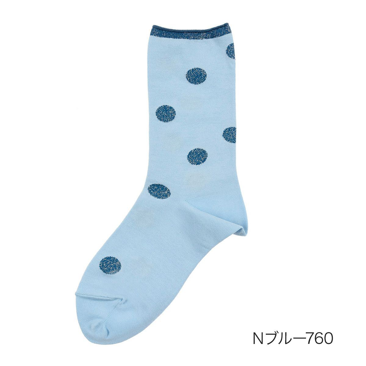 【fukuske(フクスケ)：TheSpiritofmottainai】靴下ラメドット柄クルー丈(3163-233)