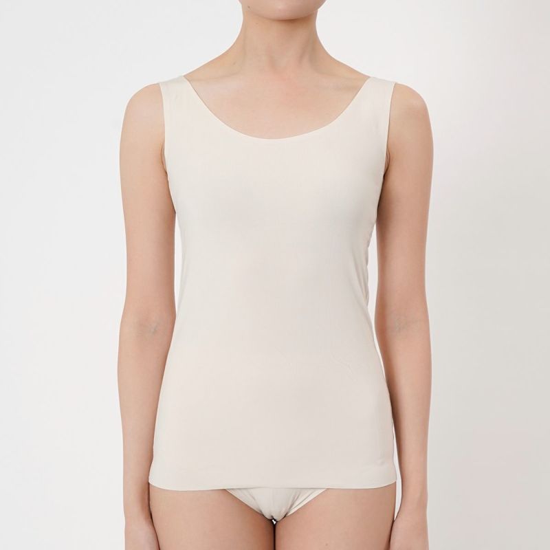 【満足美涼活】タンクトップ天然素材シリーズ無地袖なし綿混素材(37-4540F)