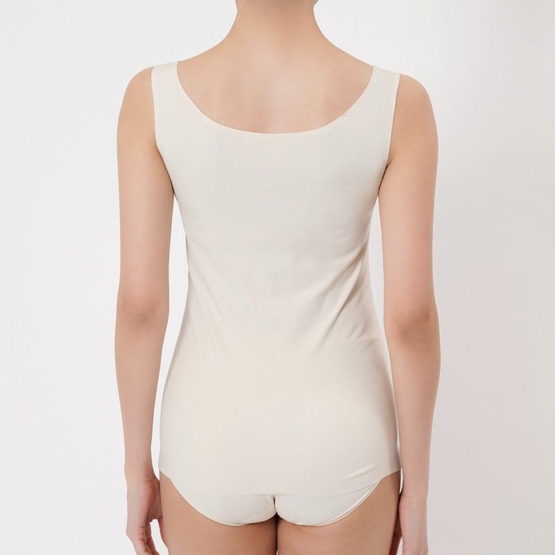 【満足美涼活】タンクトップ天然素材シリーズ無地袖なしサイド部分圧着仕様(37-4540F)
