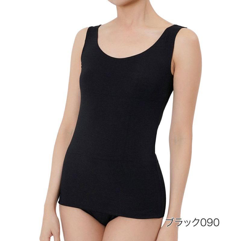 【満足美涼活】タンクトップ天然素材シリーズ無地袖なしサイド部分圧着仕様(37-4540F)