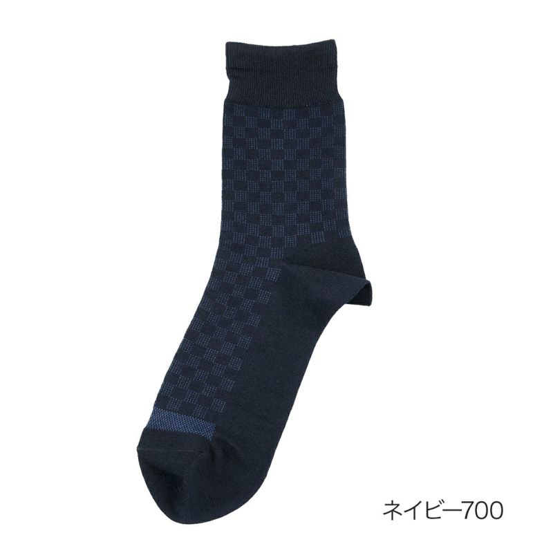 【満足】靴下消臭市松柄ハーフ丈DRY素材吸水速乾(33128W)