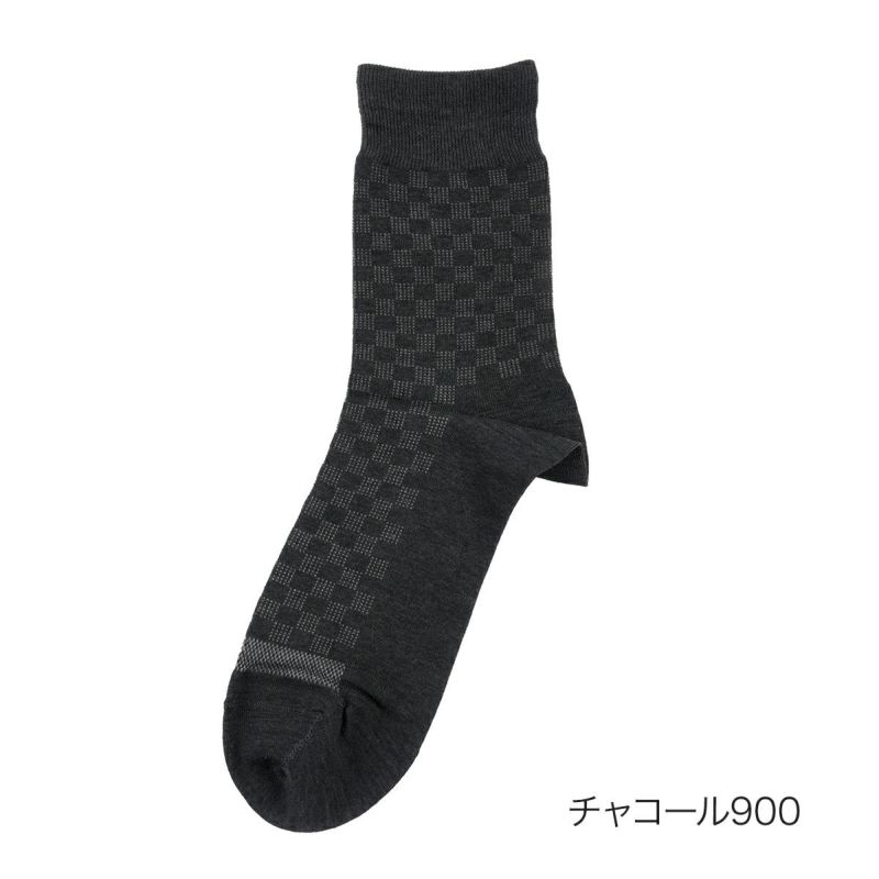 【満足】靴下消臭市松柄ハーフ丈DRY素材吸水速乾(33128W)