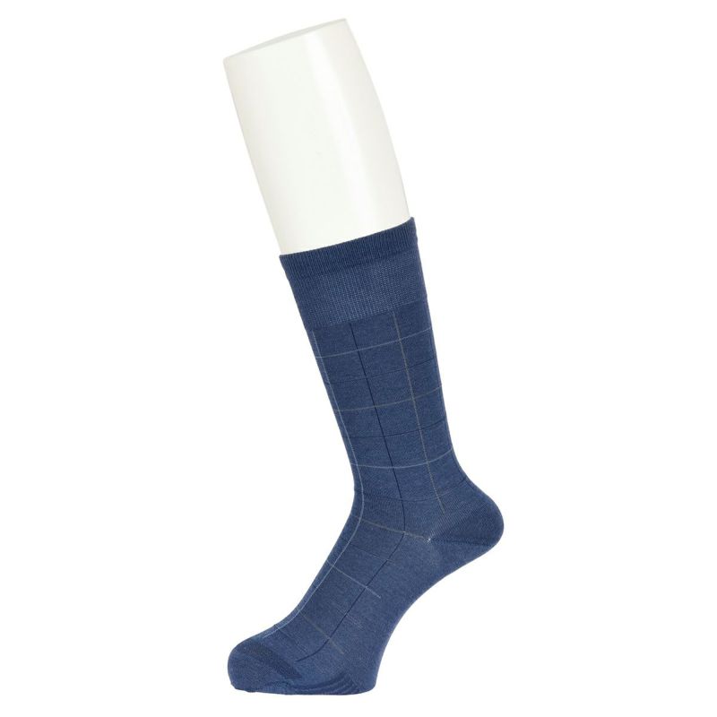 【満足】靴下冷感チェック柄クルー丈消臭抗菌防臭(33975W)