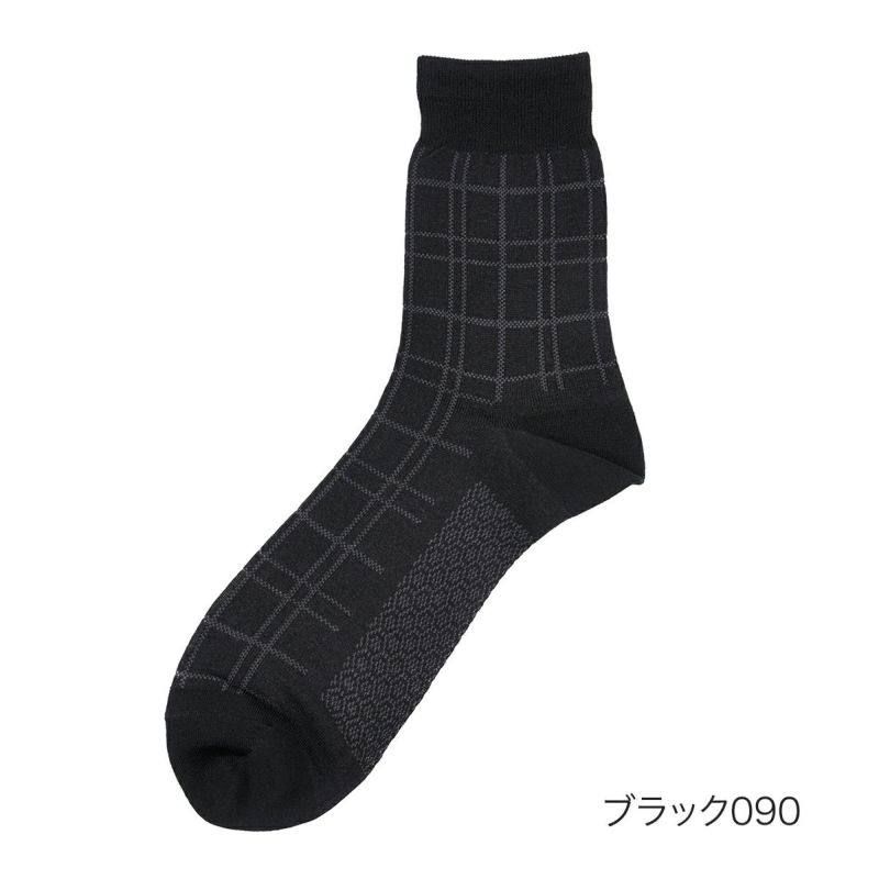 【満足】靴下冷感チェック柄ハーフ丈消臭抗菌防臭(33979W)