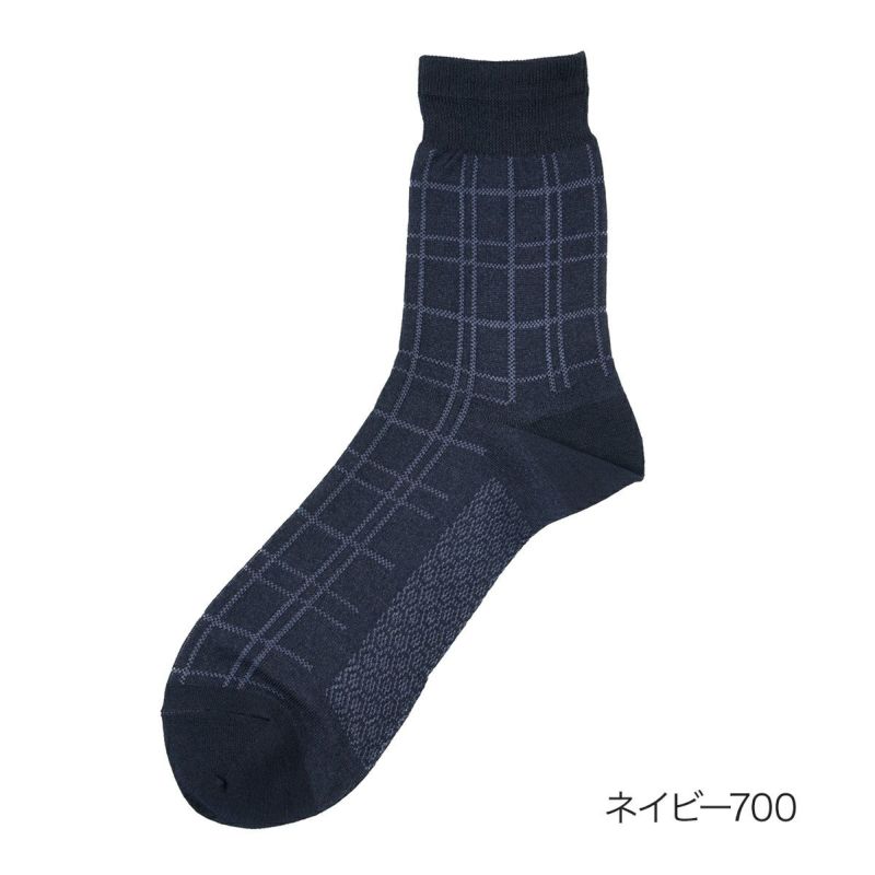 【満足】靴下冷感チェック柄ハーフ丈消臭抗菌防臭(33979W)